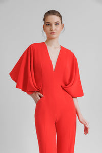 HerTrove-Crepe jumpsuit with cape like sleeves