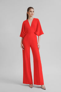 HerTrove-Crepe jumpsuit with cape like sleeves