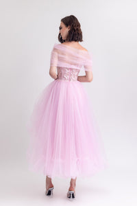 Her Trove -Off shoulder ruffled tulle dress