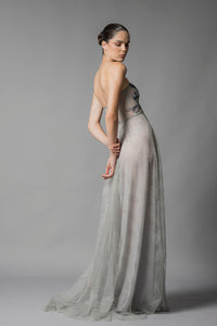 HerTrove-Strapless dress with embroidered cape