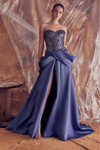 Heart shape embellished bodice bow detailed dress - HerTrove