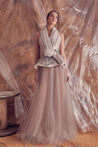 Bow detailed jacket with tulle skirt - HerTrove