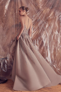 Illusion heart shape embroidered princess style gown - HerTrove