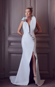 Halter neck side slit mermaid dress - HerTrove