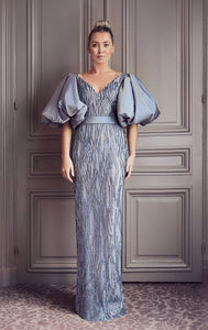 Puff sleeves beaded gown - HerTrove