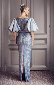 Puff sleeves beaded gown - HerTrove