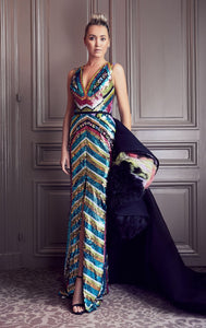 Sleeveless fully sequined sweep train gown - HerTrove