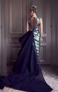 Sleeveless fully sequined sweep train gown - HerTrove