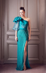 One shoulder side slit dress - HerTrove