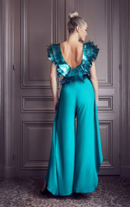 Structured belted top with wide pants - HerTrove