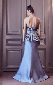 Strapless side slit pleated gown - HerTrove