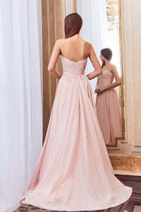 Strapless high slit A line dress - HerTrove