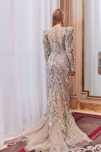Long sleeves embelished gown - HerTrove