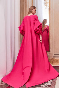 Sleeveless heart shape moire dress with cape - HerTrove