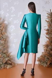 Long sleeves knee length dress - HerTrove