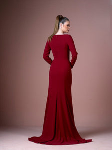 Long sleeves mermaid crepe dress - HerTrove