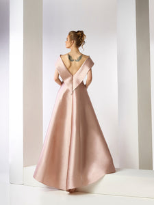 Folded neckline embroidered pockets A line dress - HerTrove