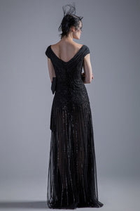 Sleeveless draped satiny sweetheart neckline sequined dress - HerTrove