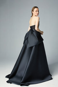 Sequined strapless bow detailed gown - HerTrove