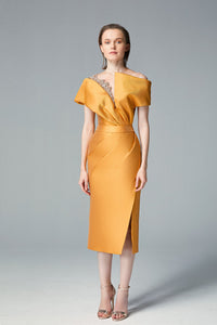 Off shoulder belted dress - HerTrove