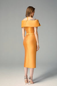 Off shoulder belted dress - HerTrove