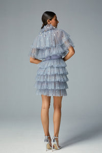 Fully pleated short dress - HerTrove