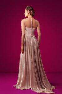 Floral hand embroidered bodice laminated gown - HerTrove