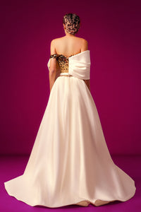 Fully sequined dress featuring cady bow and back train - HerTrove