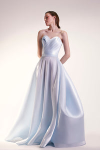 Heart Shape pleated bodice organza dress - HerTrove