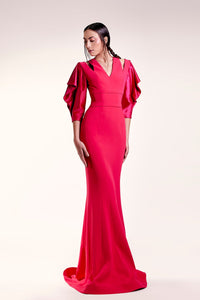 Cut out sleeves crepe dress - HerTrove
