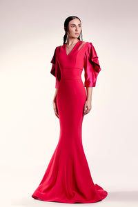 Cut out sleeves crepe dress - HerTrove