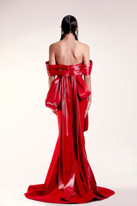 Off shoulder back bow tie mermaid dress - HerTrove