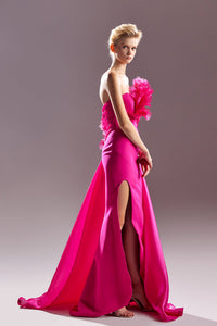 Pleated bodice sleeveless gown - HerTrove