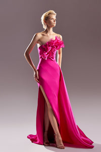 Pleated bodice sleeveless gown - HerTrove