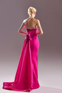 Pleated bodice sleeveless gown - HerTrove
