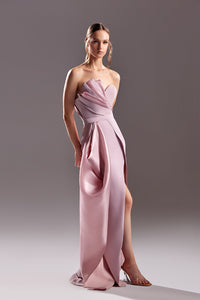 Ruffles detailed side slit dress - HerTrove