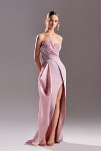 Ruffles detailed side slit dress - HerTrove