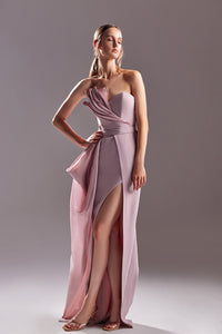 Ruffles detailed side slit dress - HerTrove