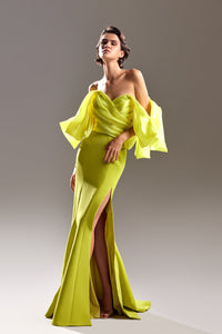 Crepe satin mix mermaid gown - HerTrove