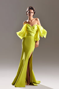 Crepe satin mix mermaid gown - HerTrove