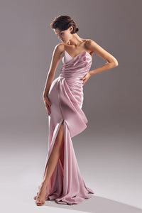 Draped and pleated bodice sleeveless dress - HerTrove