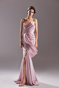 Draped and pleated bodice sleeveless dress - HerTrove