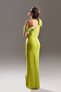 Asymmetric neckline one shoulder column dress - HerTrove