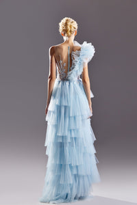 Fully pleated tiered tulle dress - HerTrove
