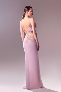 HerTrove-Lace and organza draped dress