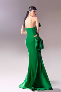 HerTrove-Cut out waistline crepe and organza dress