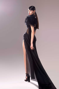 HerTrove-One shoulder draped corseted dress