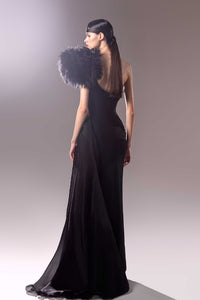 HerTrove-One shoulder draped corseted dress