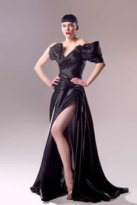HerTrove-Pleats detailed organza dress