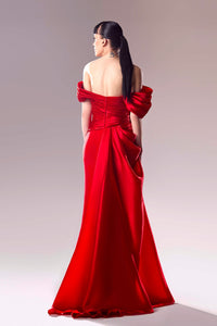 HerTrove-Off the shoulder organza draped crepe dress